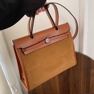 Handbag  Women's High End and Versatile Women's Splicing  Women's One Shoulder Crossbody Bag Trendy