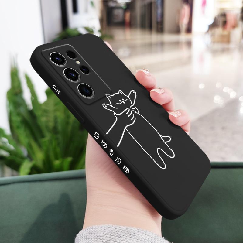 Fidgeting Cat Phone Case For Samsung Galaxy S25 S24 S23 S22 S21 S20 Ultra FE S10 S10E Plus Note 20 Ultra Silicone Cover