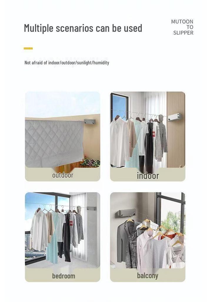 Invisible Retractable Clothesline: Wall-Mounted Stainless Steel Rope Rack for Indoor Drying