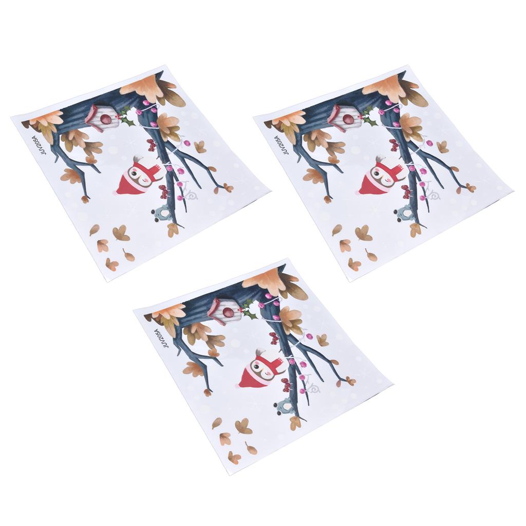 3Pcs Owl On A Tree Branch Sticker Innovative Self Adhesive Christmas Decal for Home Shop Store