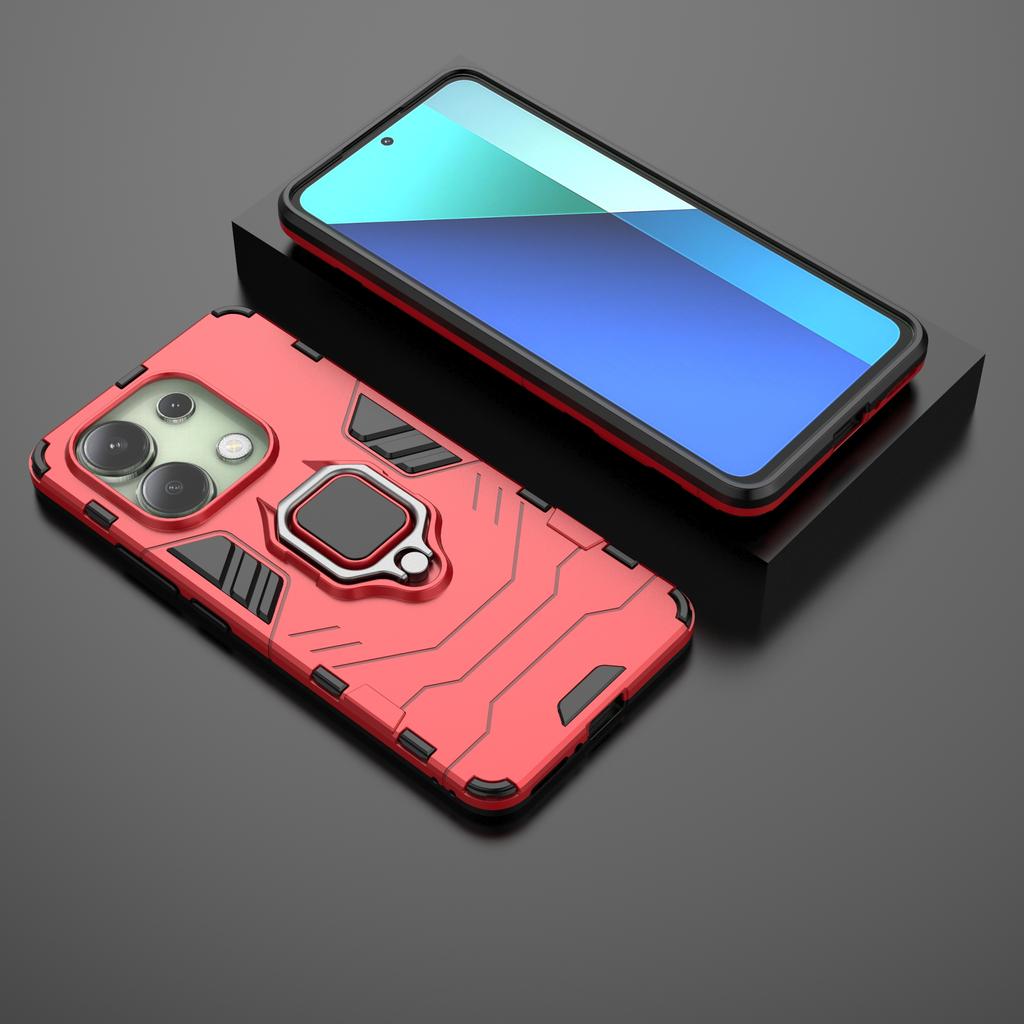 For Xiaomi Redmi Note 13 4G Case PC+TPU Anti-drop Phone Cover with Ring Holder Kickstand