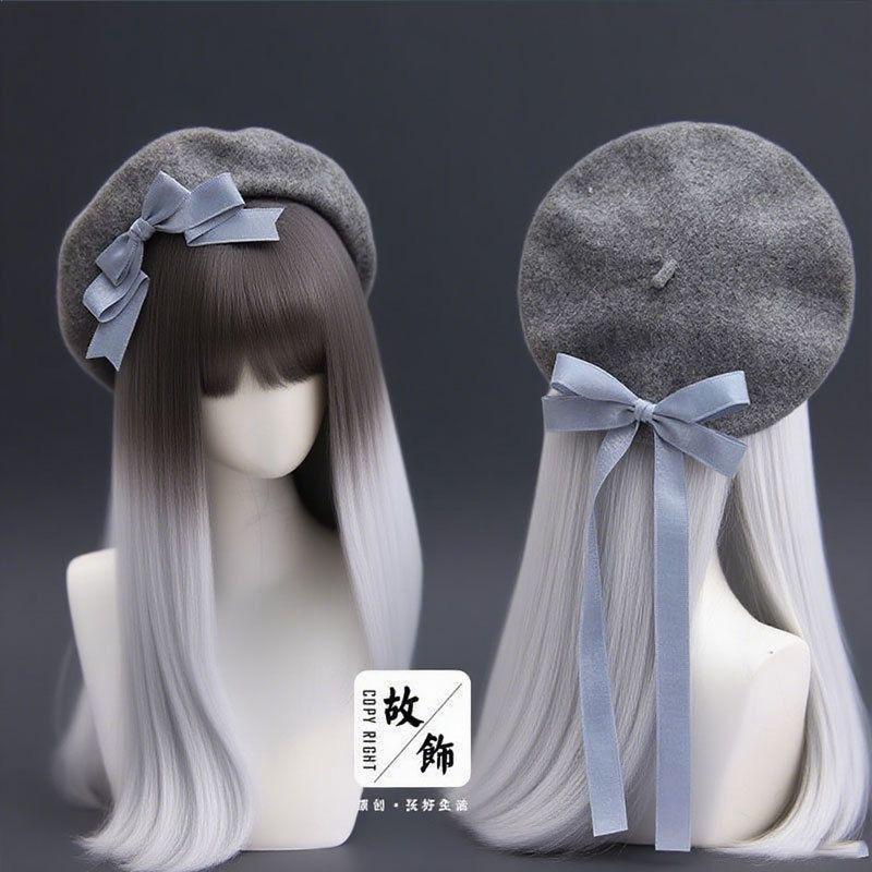 Winter Women's Hat Lolita Cosplay Caps Y2k Accessories Cute Core Beret Women Bow Headwear for Women Hat Ladies Y2k Hat Japanese