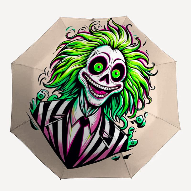

1pc Beetlejuice Halloween 8-Ribs Sturdy Frame, Automatic Open/Close, Durable & Colorful Ideal for Beach, Travel, And All Seasons, 10165