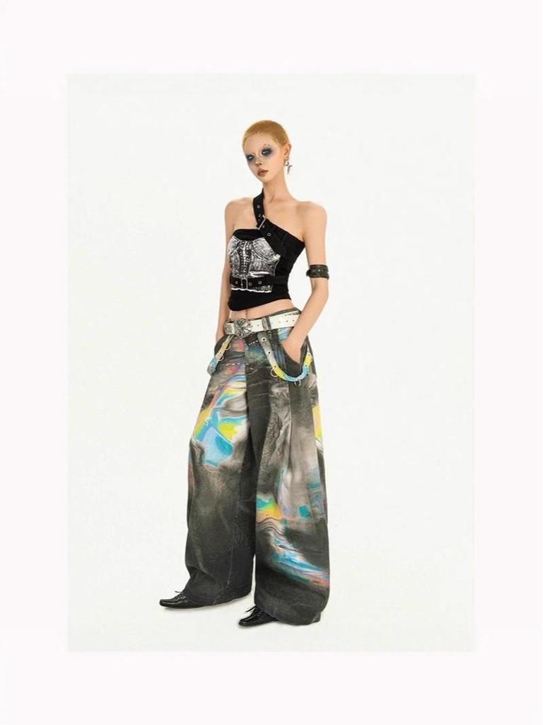 Amerikanische Retro Wide-Leg Jeans: Vielseitige, locker sitzende Mode im High-Street-Stil