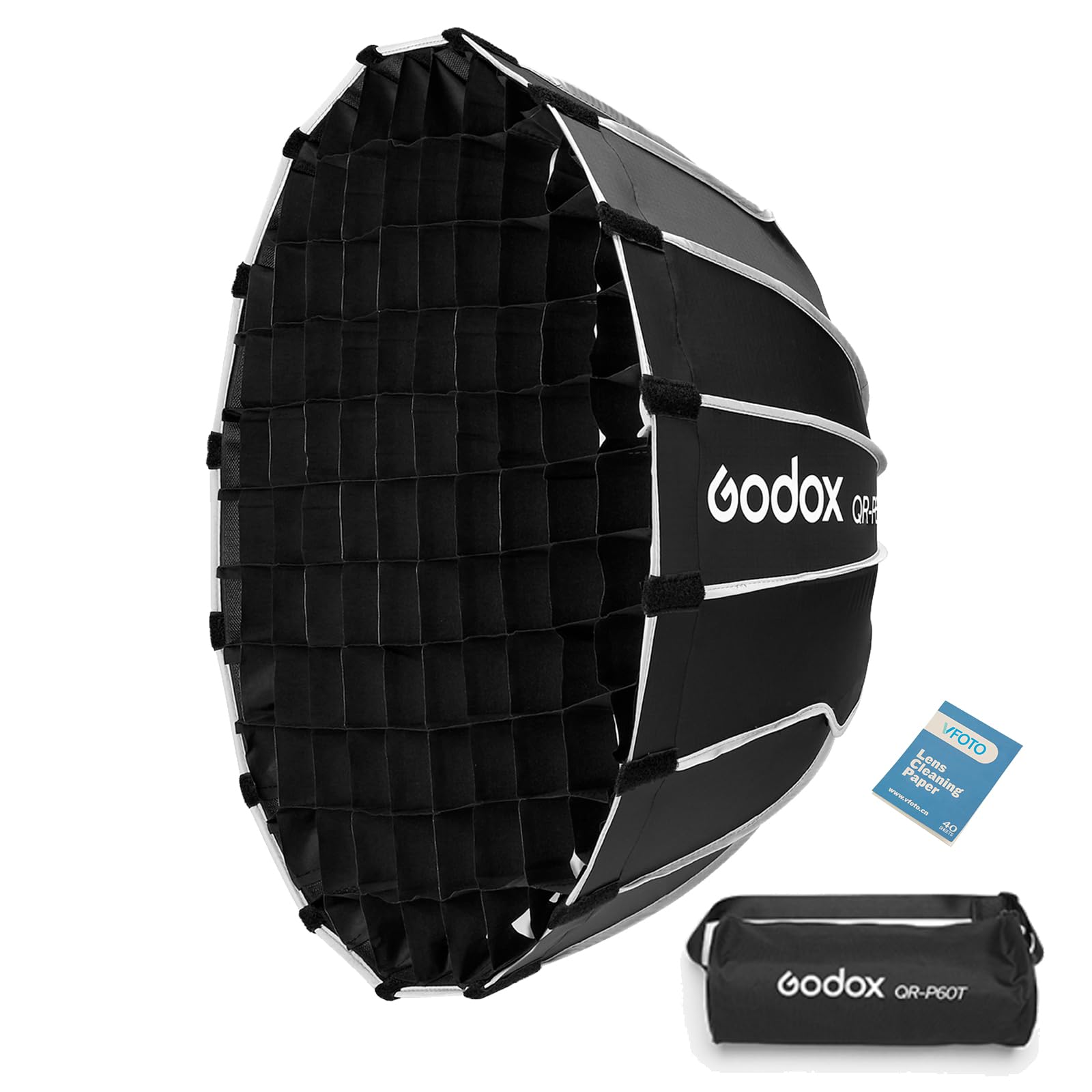 

GODOX Softbox 60CM Parabolic Quick Set Soft Box with Honeycomb Grid Foldable with Storage Bag Bowens Mount Godox SL60W SL60IID SL60IIBi SL100D SL100Bi