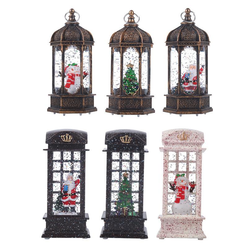 Christmas Decoration Christmas Wind Lantern Retro Hexagonal Wind Lantern Water-filled LED Christmas Night Light Christmas Ornaments Gifts