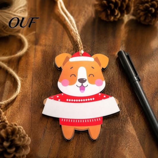 DIY Holiday Hanging Decorations Christmas Wooden Ornament, Cute Bear Gingerbread Gnome Cat Dog Personalized Winter Gifts for Tree, Party Home