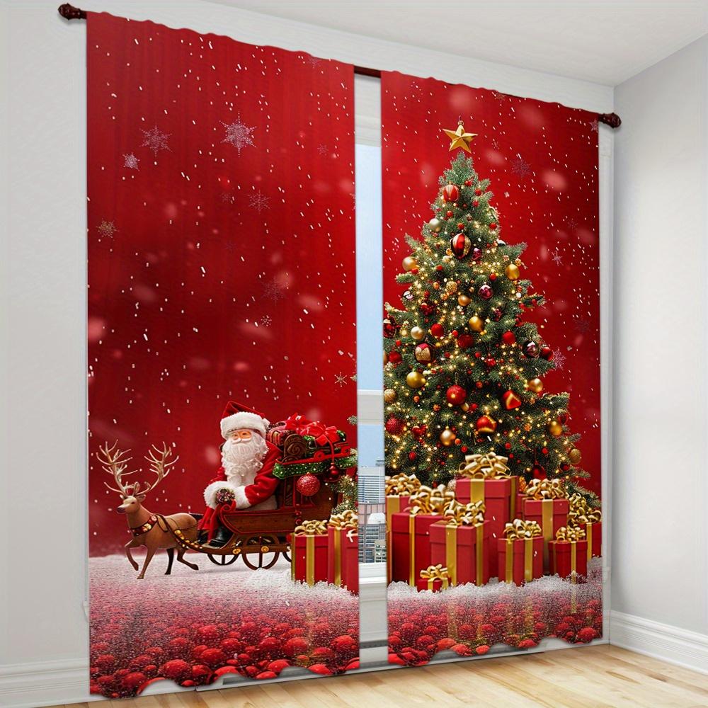 2dílná sada vánočních závěsů Sněhulák Veselé Vánoce design kapsy na tyč pro snadné zavěšení do ložnice obývací pokoj kuchyně