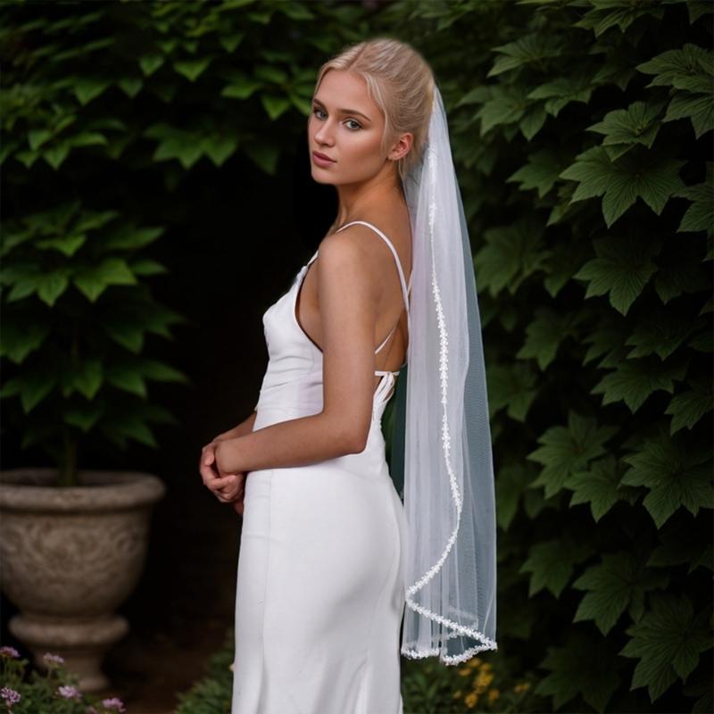 Short Wedding Veil for Bride White Bridal Veil Beach Wedding Party Veil Headpiece Engagement Event Formal Veil Headdress
