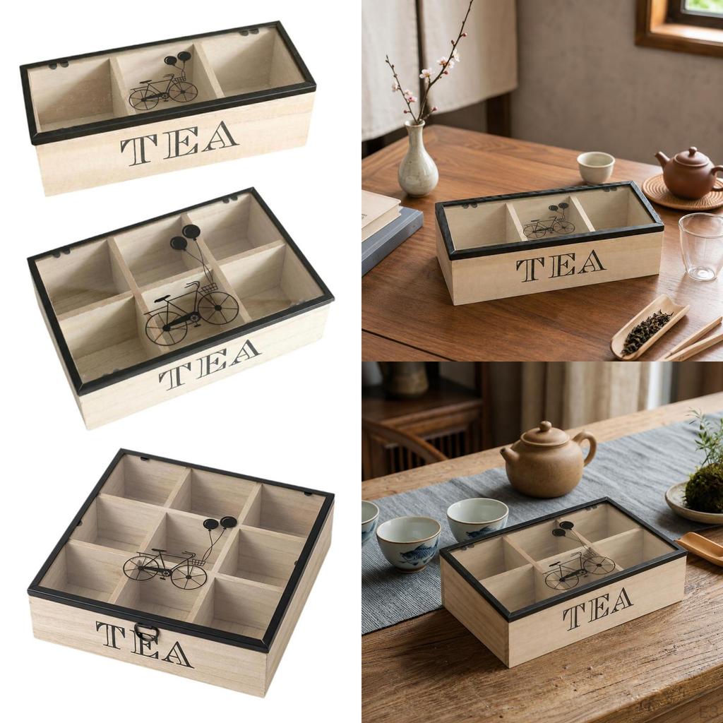 Holder Organizer Box with Wooden Lid And Glass Dividers Elegant Suitable for Kitchen Dome Decoration
