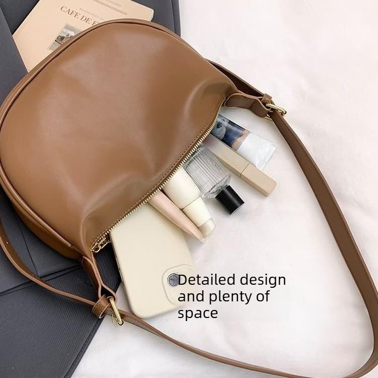 Soft Leather Pleated Crescent Armpit Bag Women's Shoulder Messenger Bag