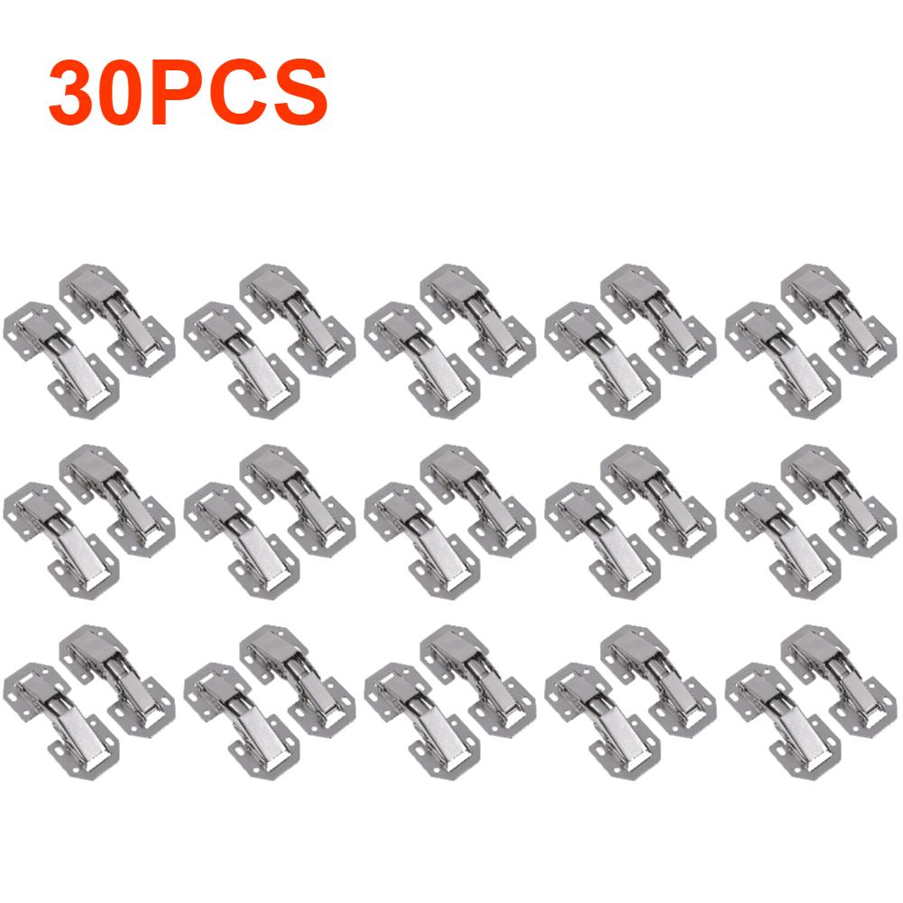 30-10PCS Cabinet Hinge No Drilling Hole Cupboard Door Hydraulic Hinges Furniture Hardware Spring Frog Cabinet Closet Door Hinges