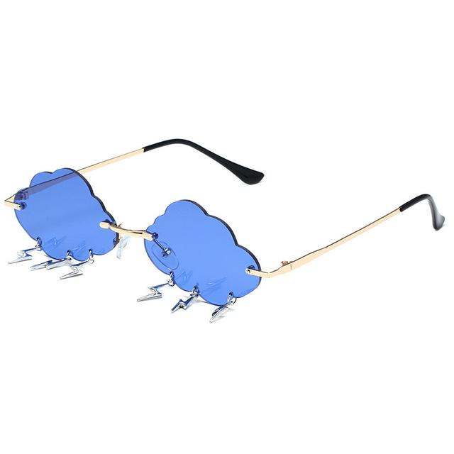 

Women s Rimless Cloud Shape Sunglasses with Lightning Pendant 2026 New Trend UV400 Protection Anti Glare Funny Fashion Eyewear Other
