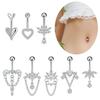 Zircon Heart Belly Button Ring For Women Girls Body Piercing Stainless Steel Navel Ring Beach Jewelry