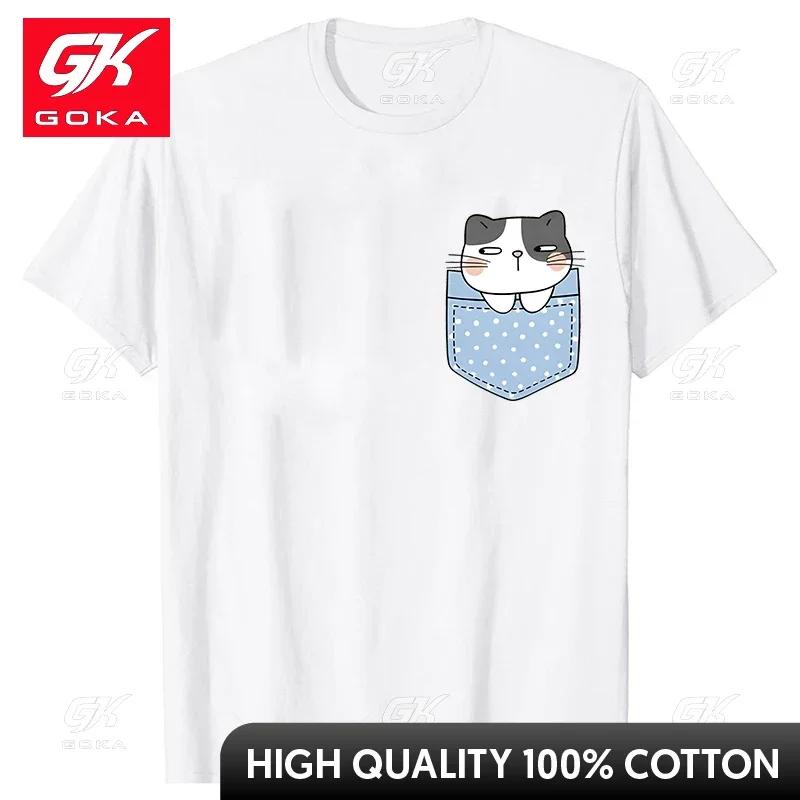 

Cute Kitten Pocket Printing Graphic Unisexs Clothing Fashion Streetwear Short Sleeve Unisex Tee Shirt ONeck Harajuku Unisex Tshirt S