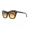 Eyeglasses Cat Eye Full Rim  Shiny Black Frame And Clear Blue Light Block With Magnetic Clip On Smoke Lens Ft5971 B001 Brown