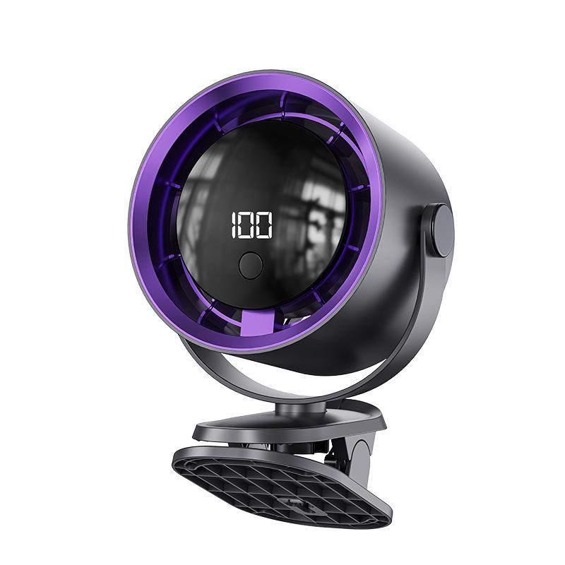 Rechargeable Mini USB Clip-on Desktop Fan with Digital Display for Home, Office, and Dorm.
