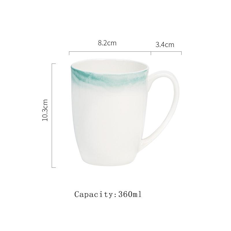 Bone China Mug 300~360ml Household Chinese High Aesthetic Handle Couple Ceramic Water Cups Underglaze Colour Office Coffee Cup