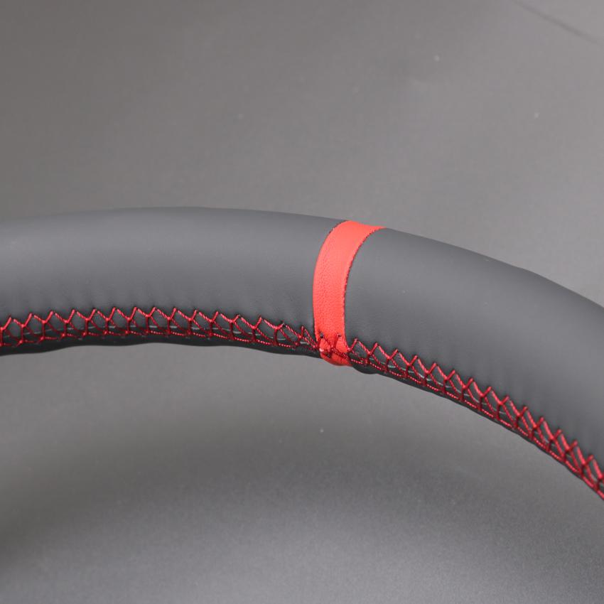 Черный искусственный кожаный нескользящий мягкий чехол на руль автомобиля — фото 6