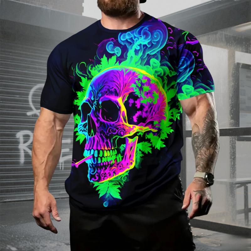 Retro Skull 3D Printed T-Shirt Hip Hop Men's Horror Skull Print T-Shirt Oversized T-Shirt Men Summer
