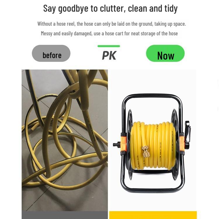 Hose Cart Reel Set for Garden & Car Wash with Storage & Connectors