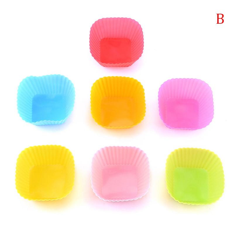 7Pcs/Set Silicone Cake Mold Muffin Cupcake Baking Molds Diy Cake Decorating Tools B