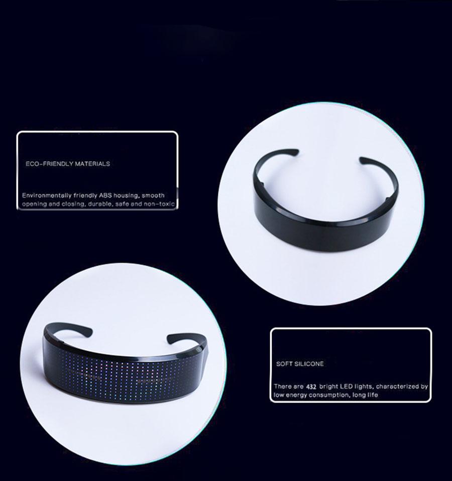 Electronic DIY Magic Bluetooth LED Glasses Shining USB Charge Eyewears