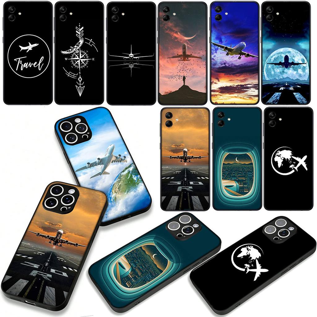 Cover for Samsung Galaxy S25 S23 S22 S24 FE Ultra Plus A56 A05 A06 A15 A16 A57 S7 Edge Case Airplane Plane Fly Travel Aircraft