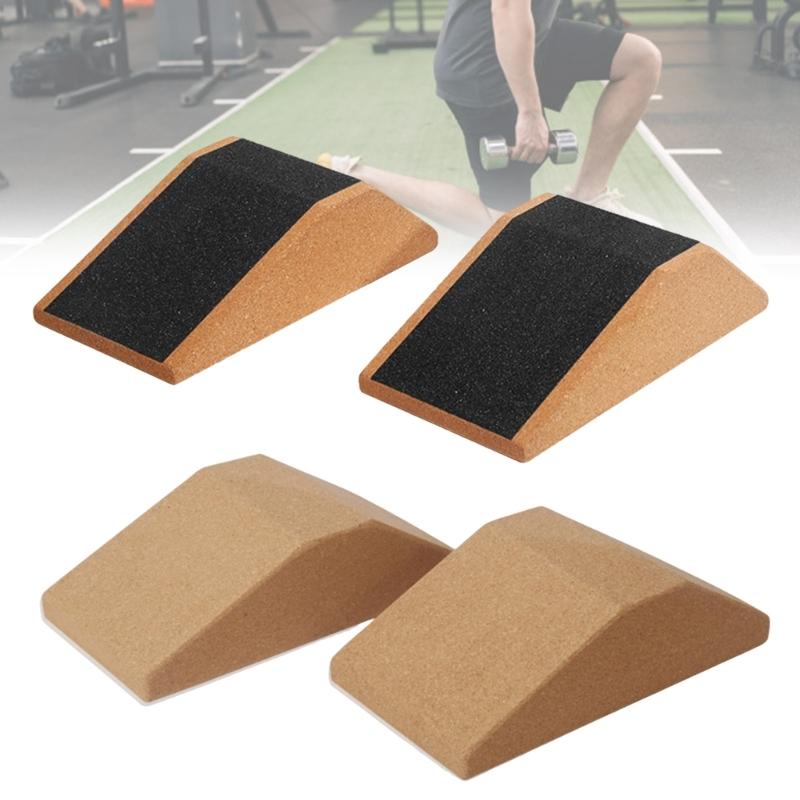1 Pair Cork Squat Wedges Block Exercise Brick Calf Raise Block Inclines Board for Stretching Weightlifting Deadlift Yoga