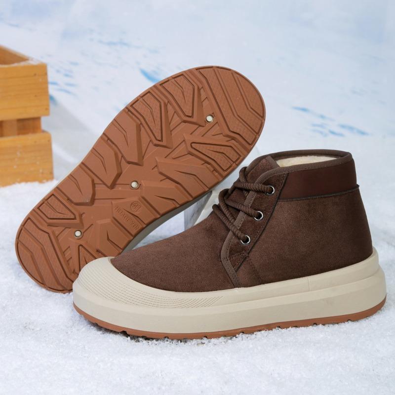 Men High Top Snow Boots, Thick Fleece Lined Warm Old Beijing Cotton Shoes Outdoor Footwear
