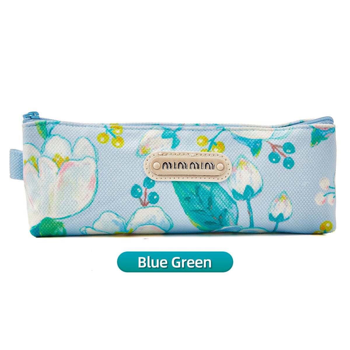 Stylish Embossed Butterfly Pencil Case - Large Capacity for High School Students синий