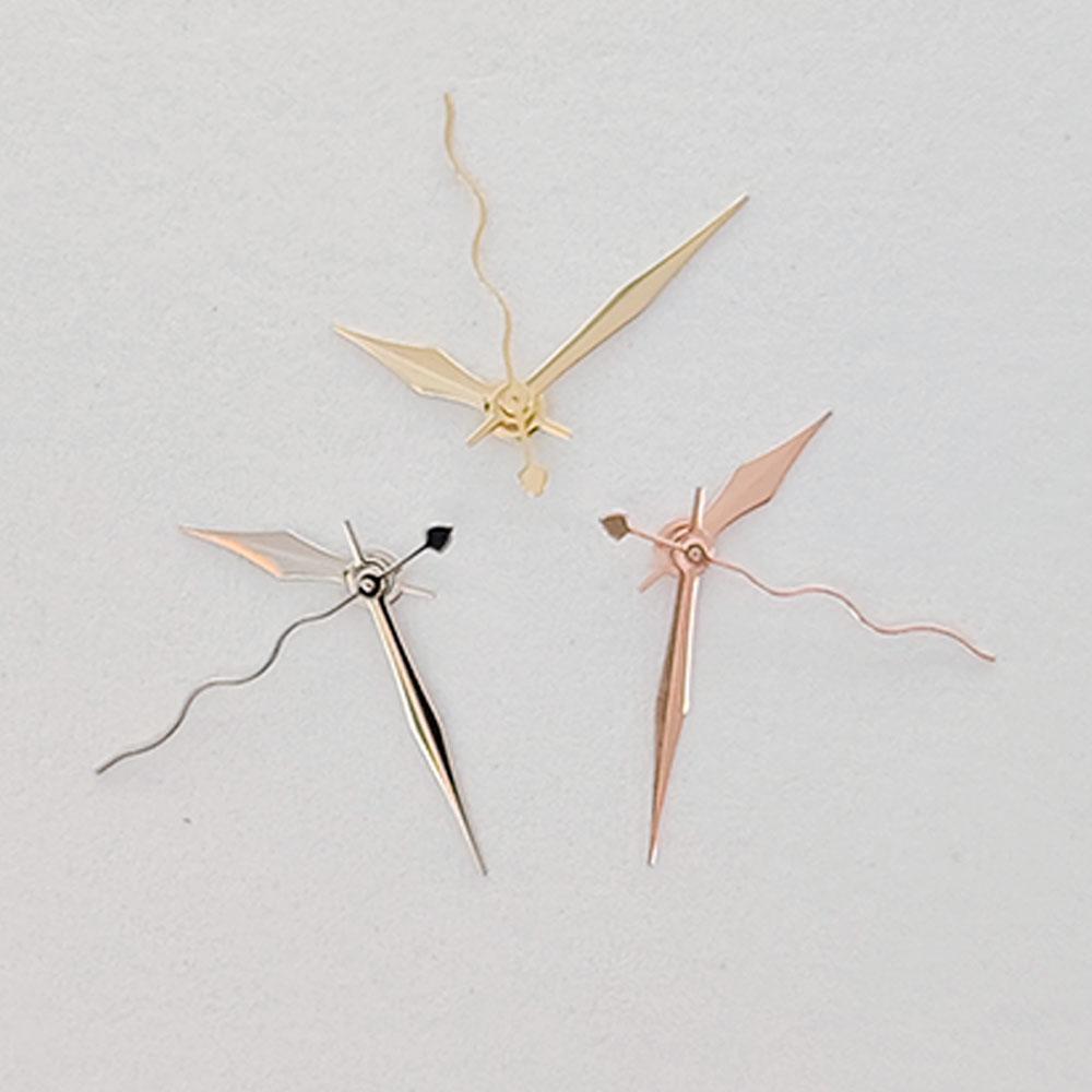 NH35 Watch Hands NH35A NH36 4R 7S No Luminous Wavy Polished Pointers Gold Silver Rose Gold Curly Ripple for Seiko Part Needle