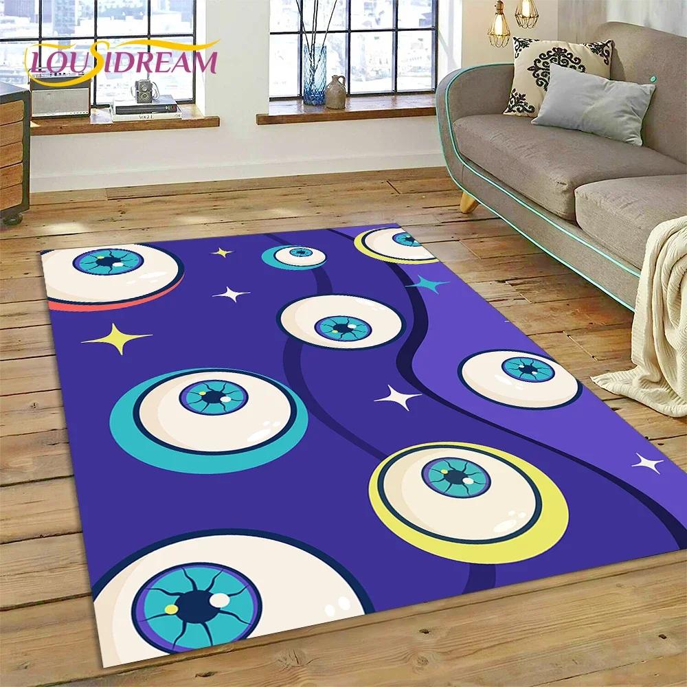 Evil Eye Turkey Blue Nazar Eye of Horus Carpet Rug for Bedroom Living Room Home Sofa Decoration,Child Game Large Decor Floor Mat