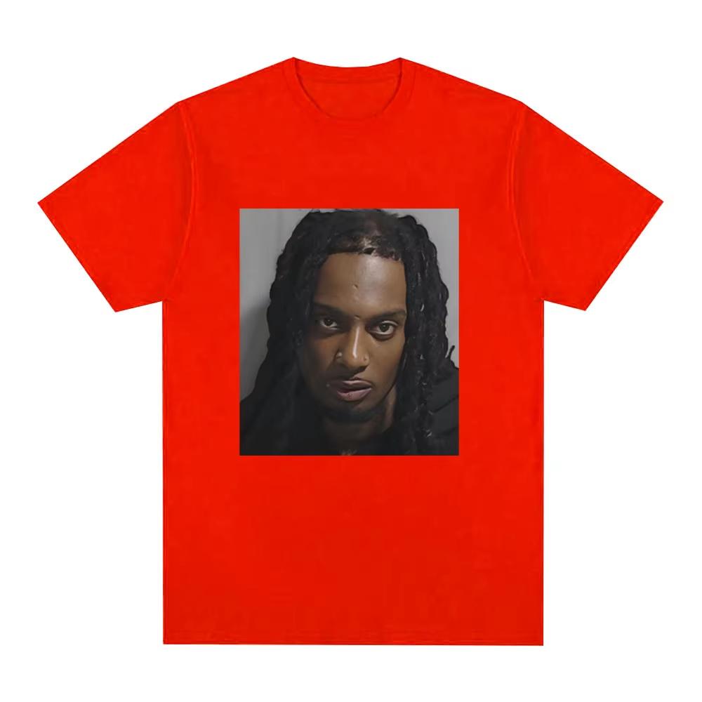 Rapper Playboi Carti Mugshot Graphic T-shirt Men's Fashion Vintage Hip Hop T Shirts Cotton Short Sleeve Oversized T-Shirt