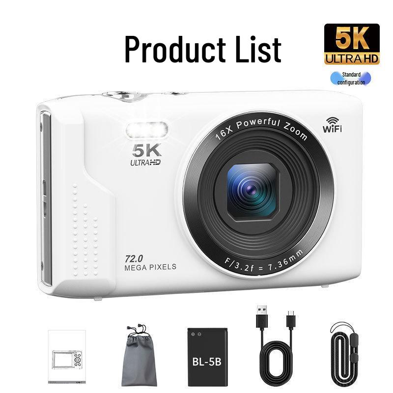 5K HD CCD Digital Mini Selfie Camera for Students and Home Use
