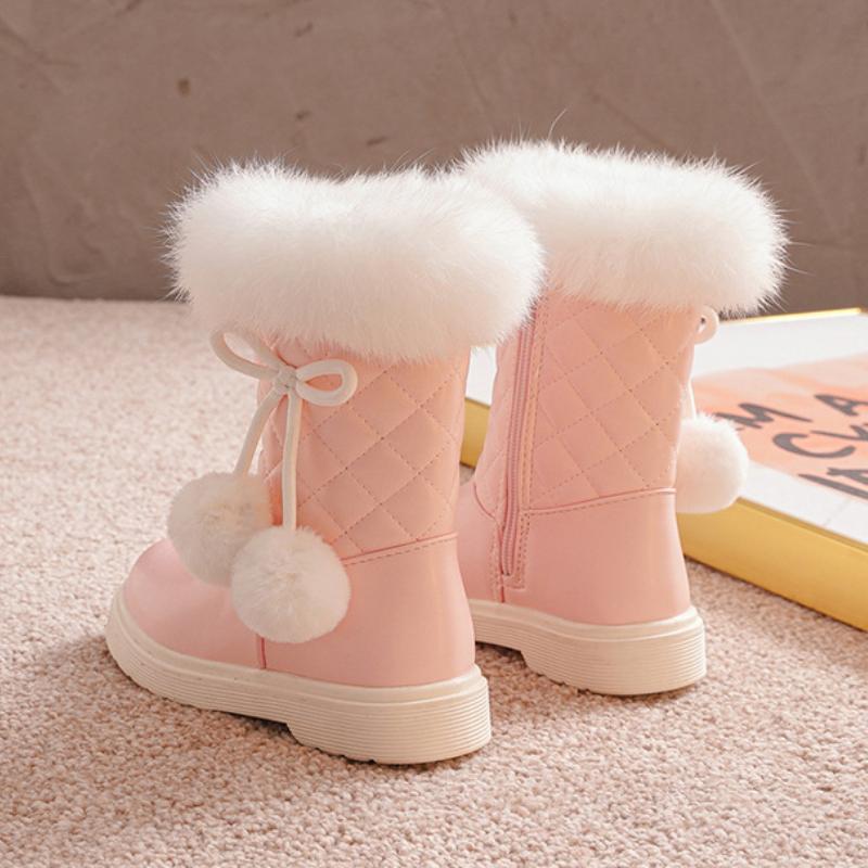 Girls' snow boots, winter children's boots, middle-aged children's plus velvet princess boots, girls' cotton shoes, midsole boots
