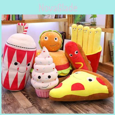 Adorable Plush Hamburger Hot Dog Popcorn Fries Ice Cream Teddy Bear Cushion Toy