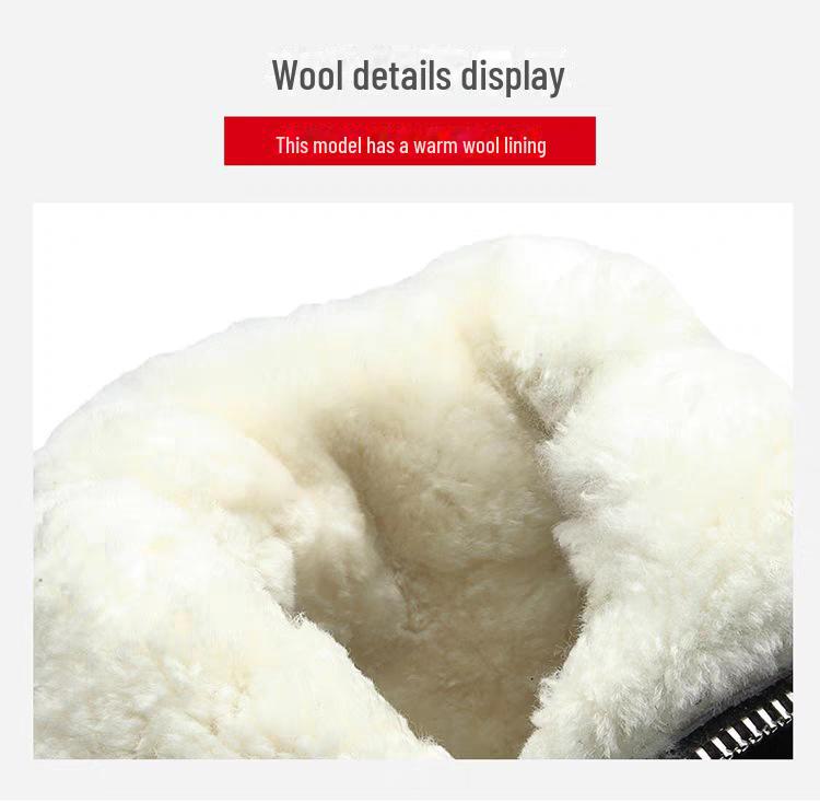 Ghete Martin pentru bărbați, de iarnă, cu gleznă înaltă - Piele de vacă moale, confortabile, cu fermoar la modă, căptușeală din catifea din lână