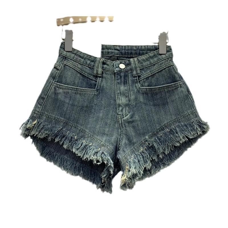 Autumn new street trend pants, old washed denim hot pants, wide-leg shorts, women's cross-border trend