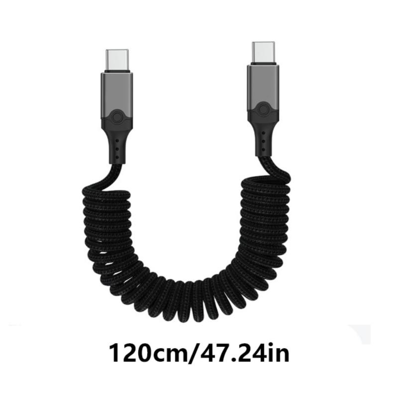 Fast Speed USB5 Type C Spring Cable 240W Power 80Gbps Transfer 16K Video Output for All Type C Devices