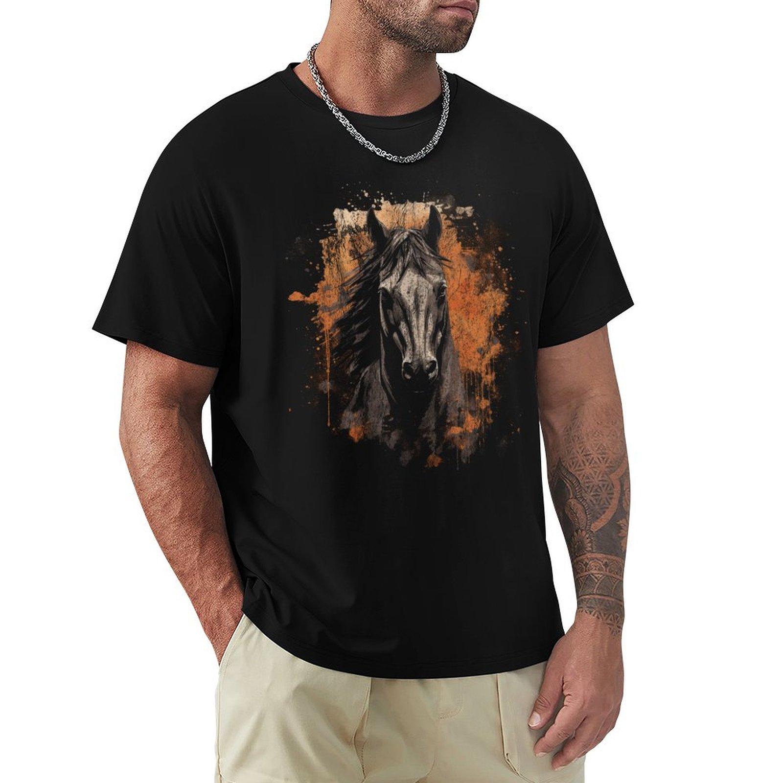 

An American Horse Street Art Vintage Distressed Country TShirt blue lock blacks mens t shirts casual stylish 4XL