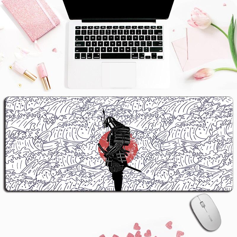 Japanese Samurai Mouse Pad Gaming XXL New Computer Home Accessories Deskmat Anti Slip Office Natural Rubber Carpet Game Desk Mat