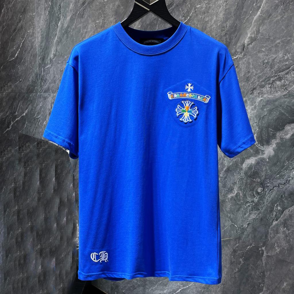 8719 CHROME HEARTS Sommar 2026 Ny Högkvalitativ Bomull Rund Hals Lös Stor Storlek Herr- och Dam-T-shirt Par-T-shirt