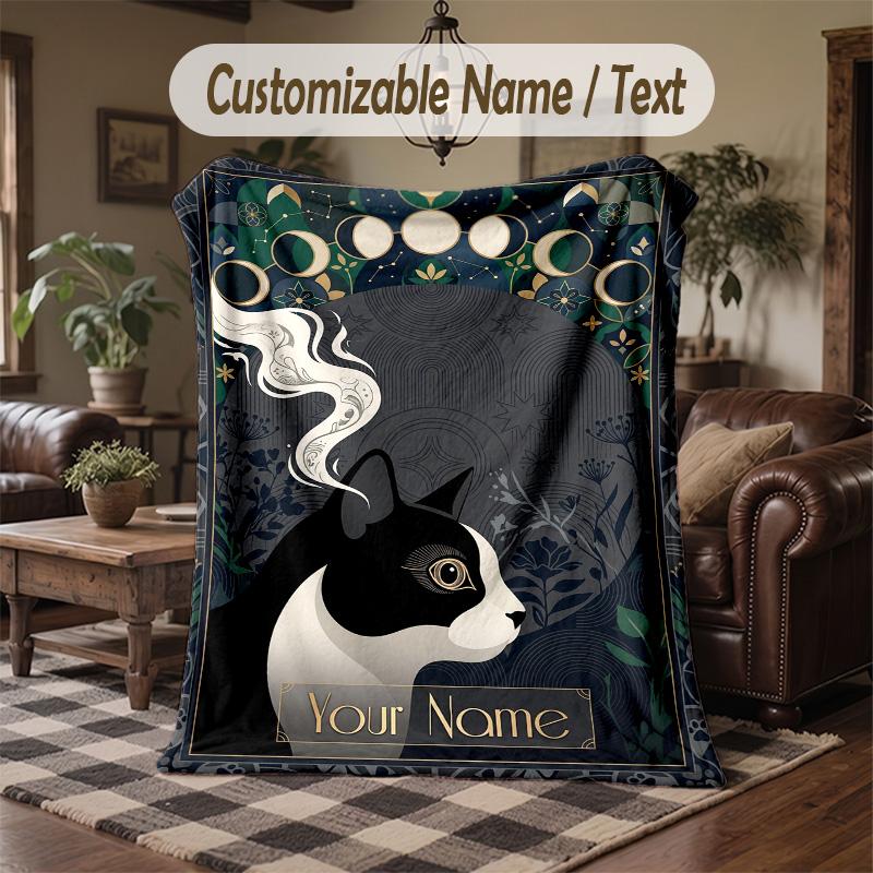 Moonlit Garden Dreams Theme Throw Blanket Custom Name Text Personalized Blanket Soft Cozy Blanket for Home Sofa Bed