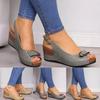 Sandales décontractées romaines pour femmes, escarpins compensés avec boucle, chaussures à bouche de poisson à bout ouvert