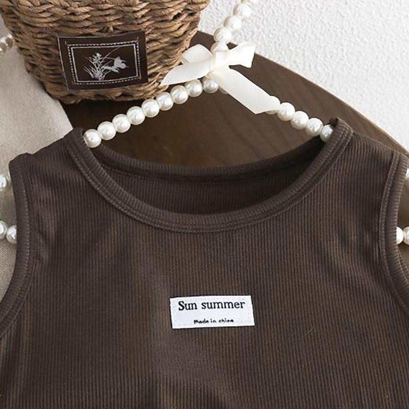 Girls' Round Neck Overalls Short Sleeved Set Infants Young Children Summer Thin Design