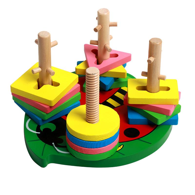 Wooden Sorting Stacking Puzzle Brain-boosting Animal Shapes for Kids' Hand-eye Coordination Educational Toy for Boys Girls