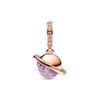 Saturn Roségold Plated Charm Galaxie Sternenhimmel Eingelegt Planet Design 925 Silber Anhänger Damen charm 782437C01