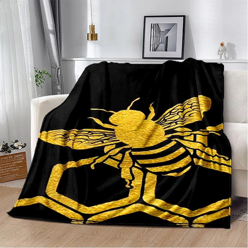 Cute Bee HoneyBee Insect Cartoon 3D Blanket,Soft Throw Blanket for Home Bedroom Bed Sofa Picnic Travel Office Cover Blanket Kids