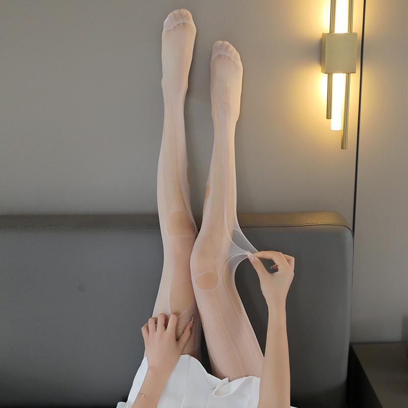 

Женские чулки с кружевной кромкой большого размера - летний аксессуар для нижнего белья Closed crotch style белый